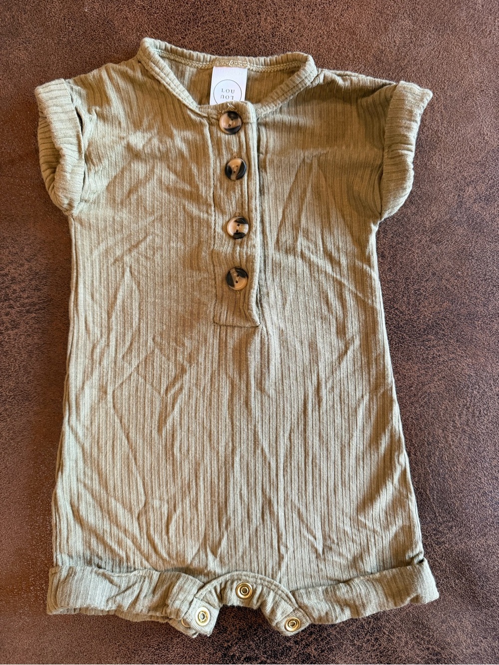 Lou Lou & Company Newborn Ribbed Romper in Green